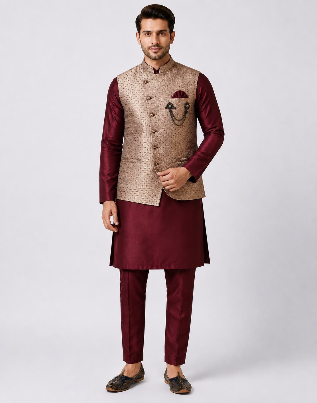 King Rabbet Premium Three Piece Kurta Set For Men
