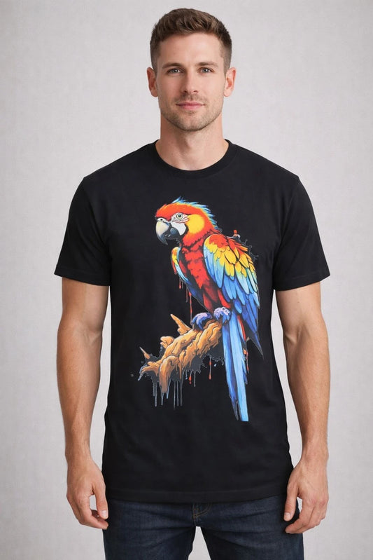 Premium Short Sleeves  Black Printed  T-Shirt Made From 100% Cotton