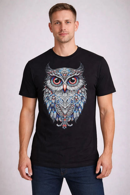 Premium Short Sleeves  Black Printed  T-Shirt Made From 100% Cotton