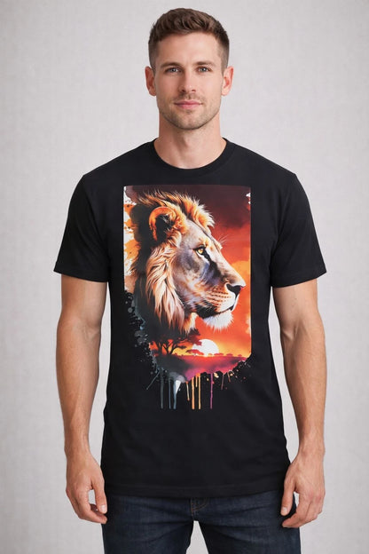 Premium Short Sleeves  Black Printed  T-Shirt Made From 100% Cotton